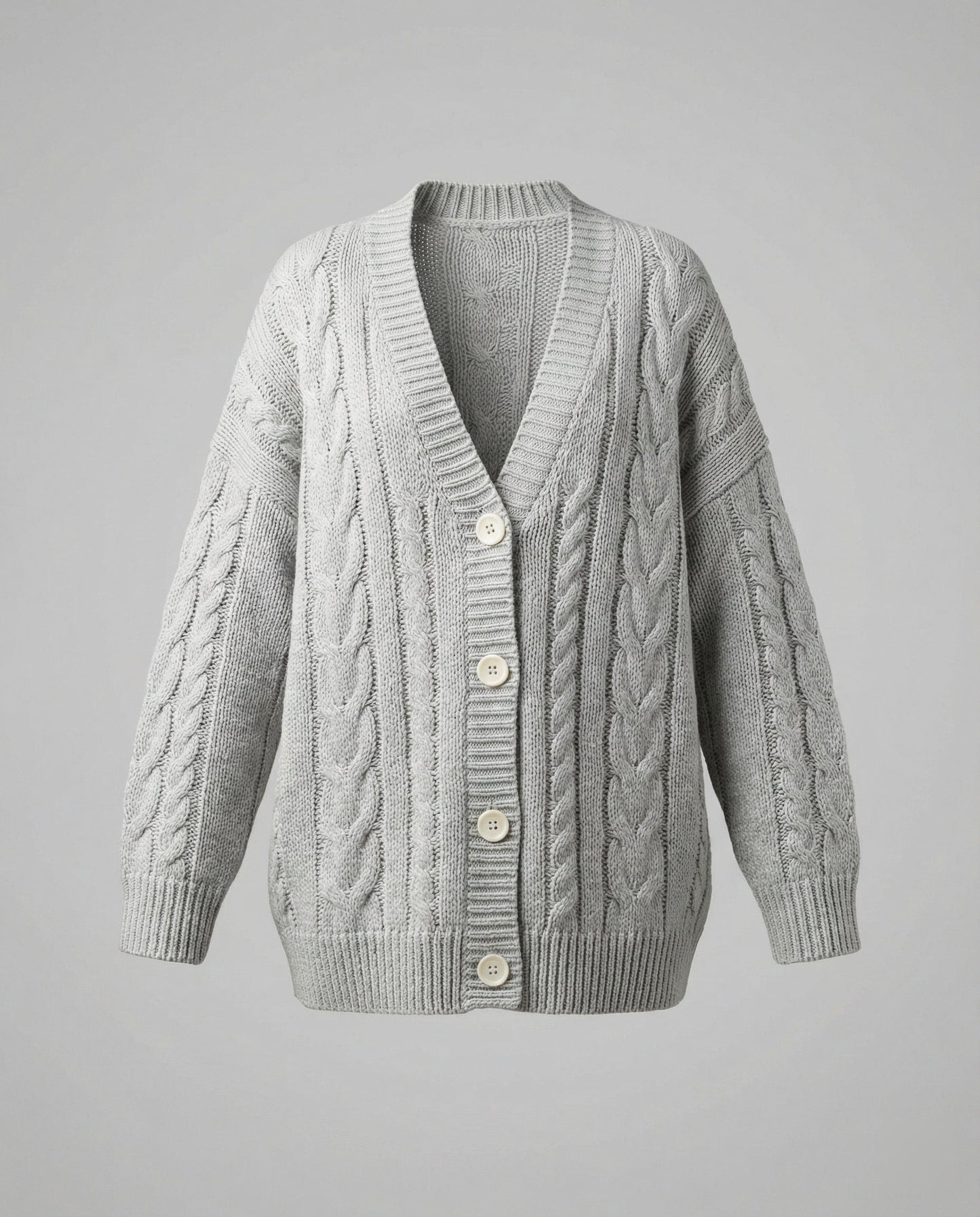 Zopf-Cardigan Blouson-Style V-Ausschnitt Damen