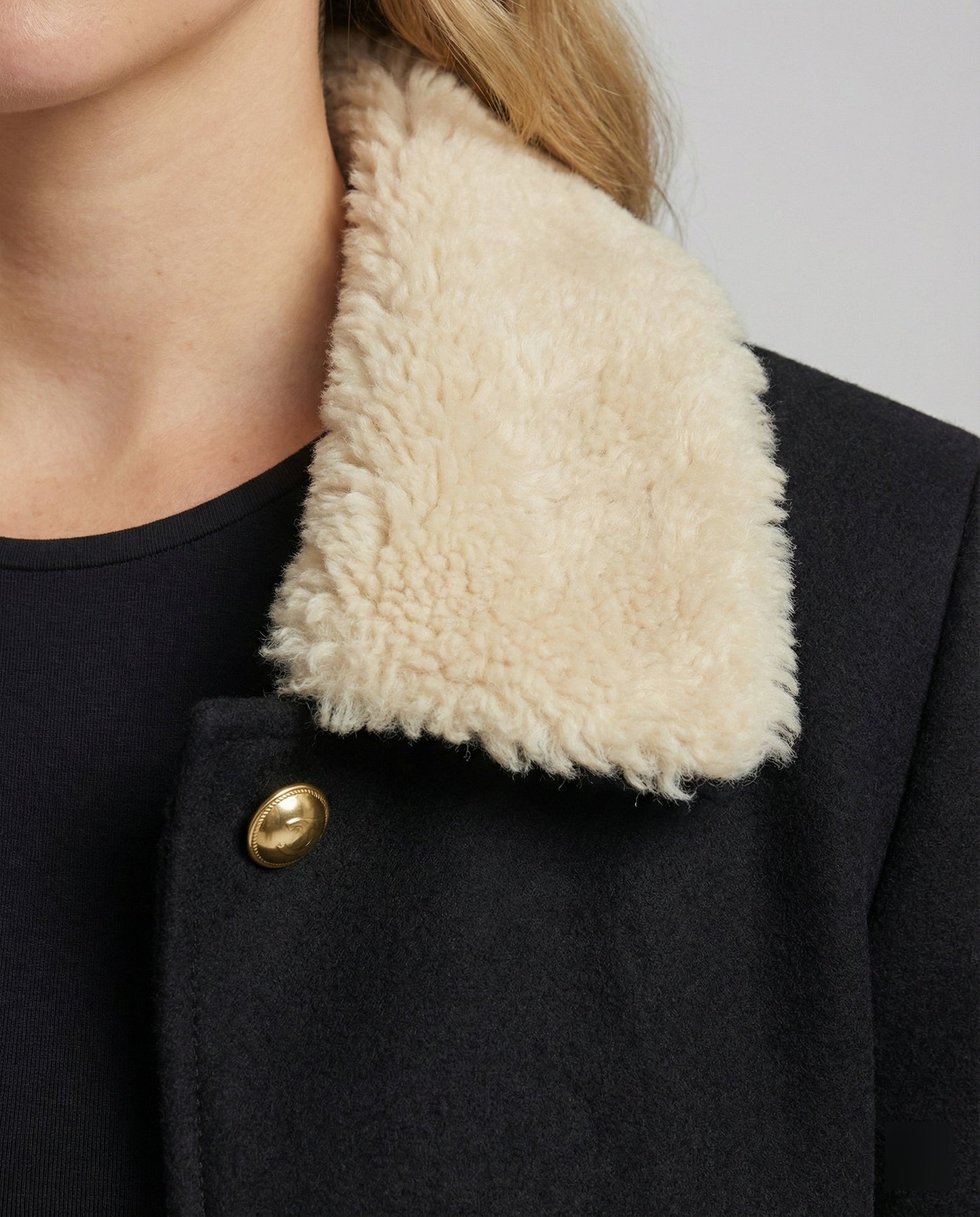 Damen Kostüm Set Wollmix Kunstfell Kragen Modern