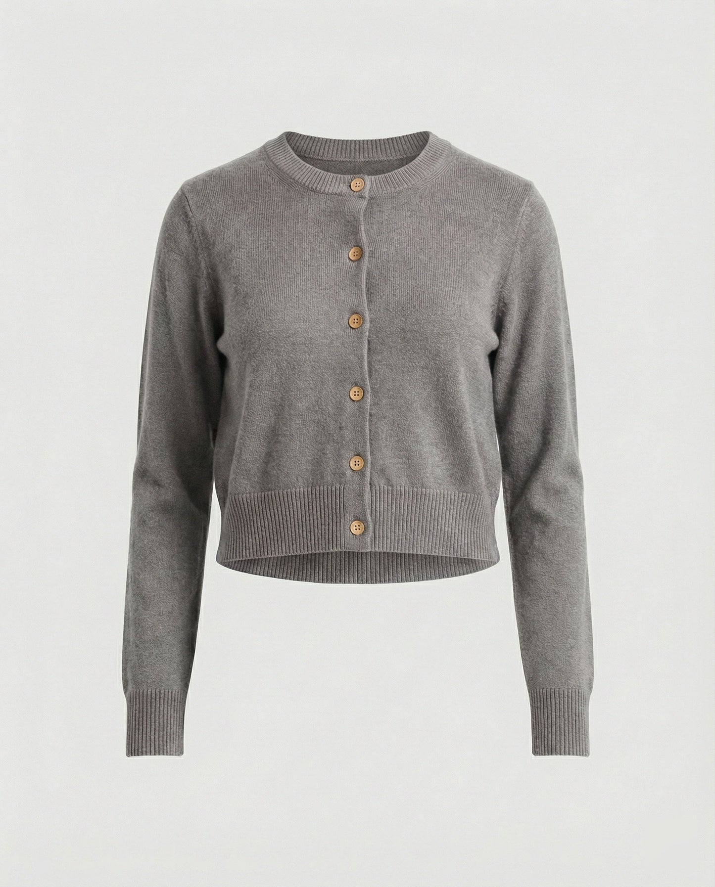 Kurz Strickjacke Rundhals Zierknöpfe Elastisch