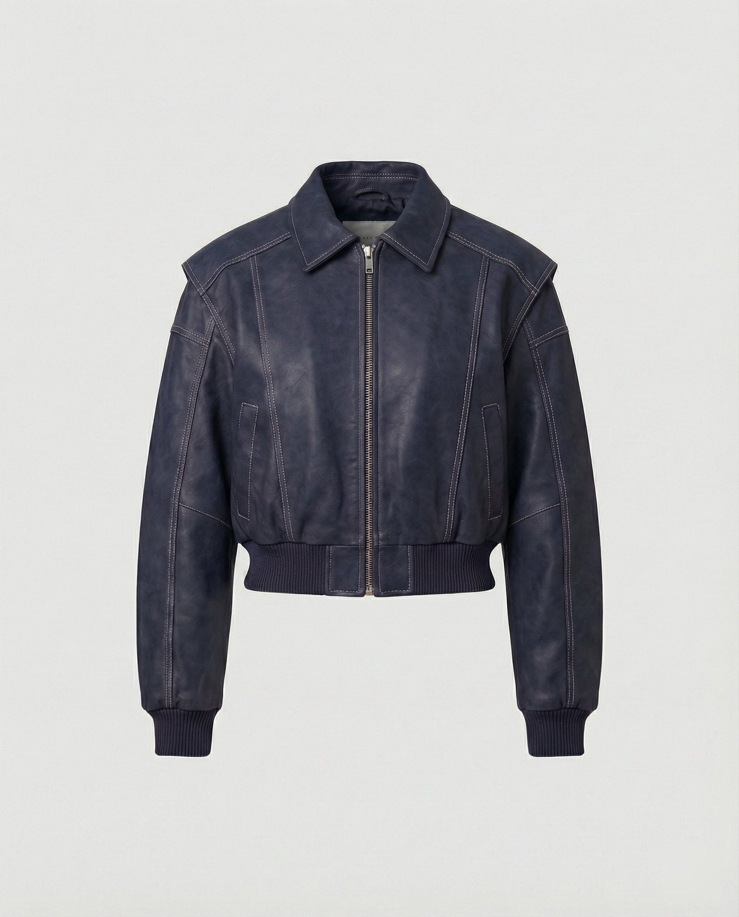 Lederjacke Damen Modern Raglan Ärmel Reißverschluss