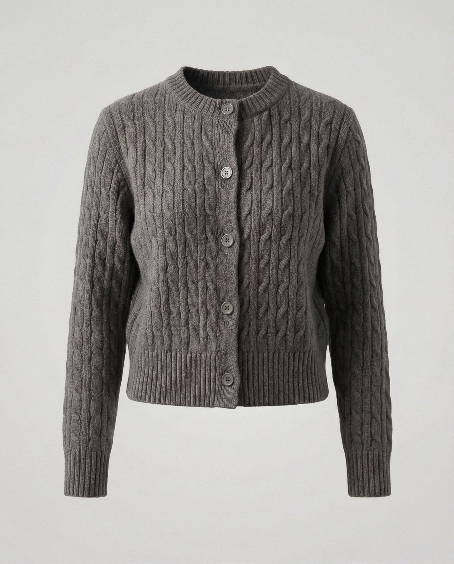 Strickjacke Kurz Zopfmuster Rundhals Damen Modisch