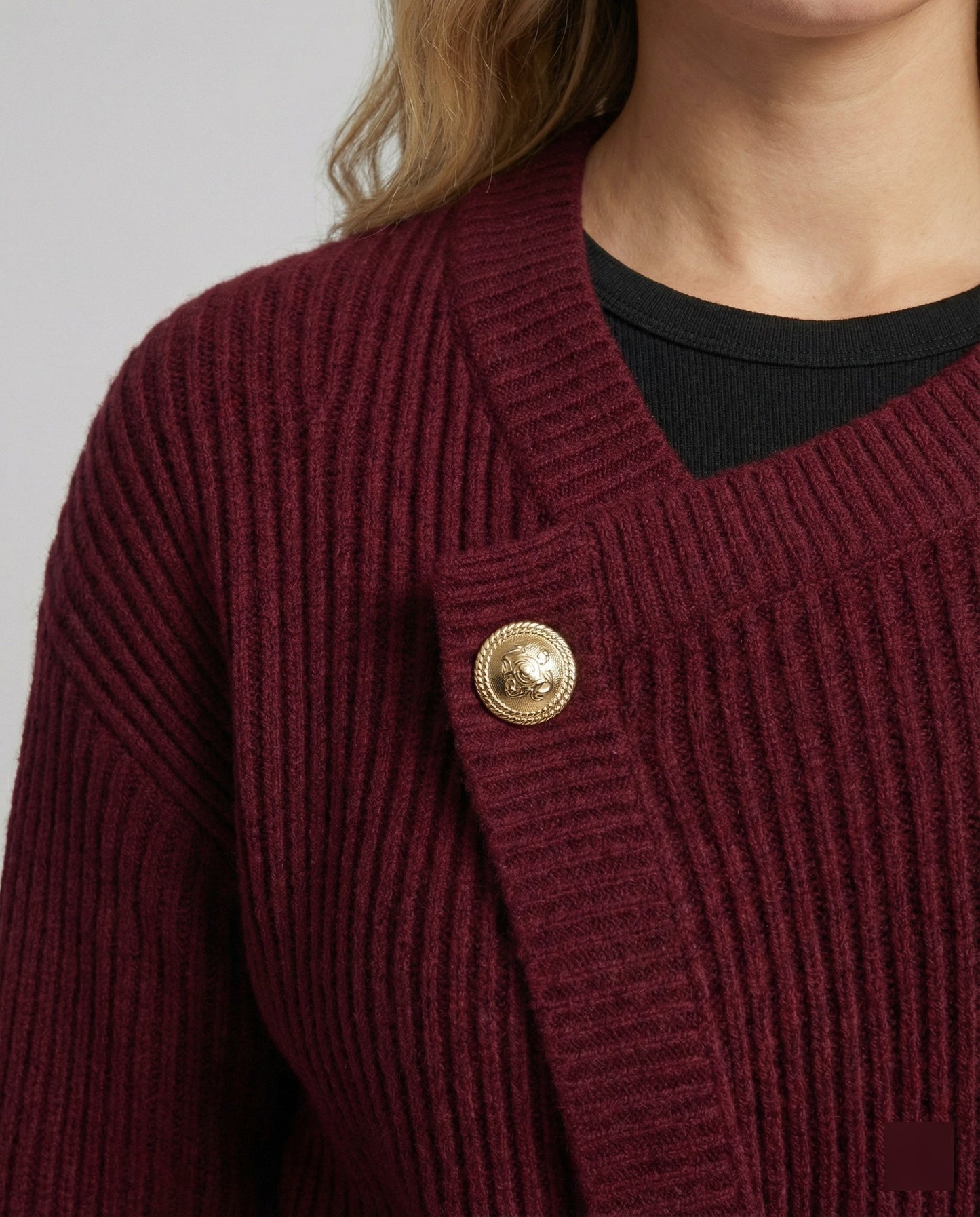 Strick-Cardigan Damen Tailliert mit Gürtel und Taschen