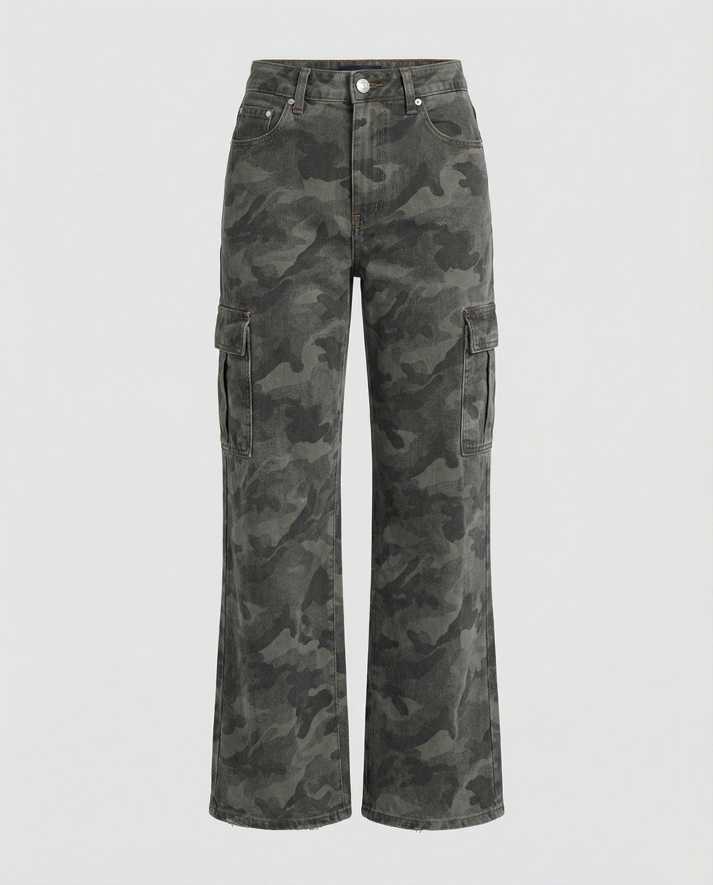 Militärhose mit hoher Taille und lockerem Bein