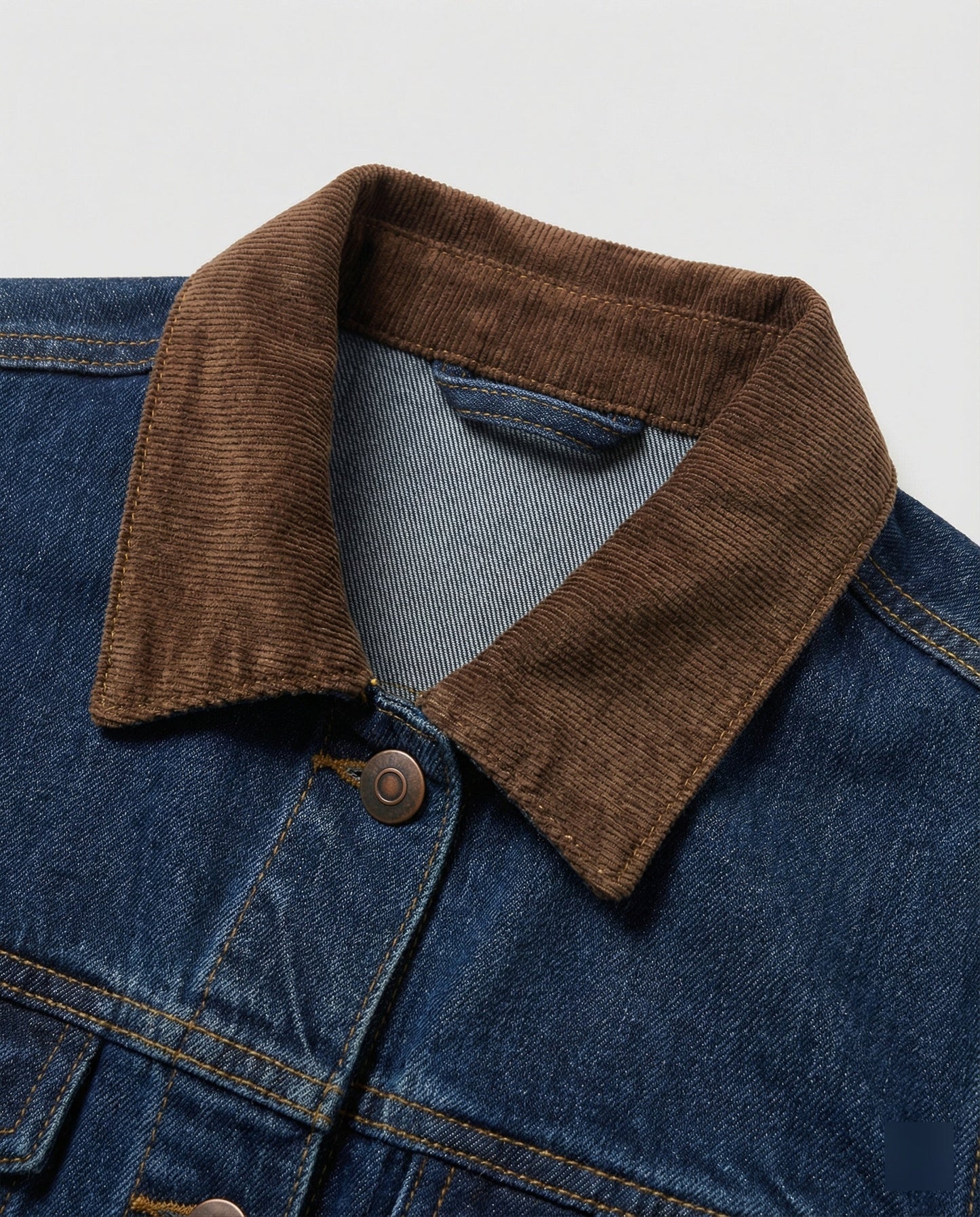Jeansjacke Lederoptik Mit Cordkragen Und Druckknöpfen