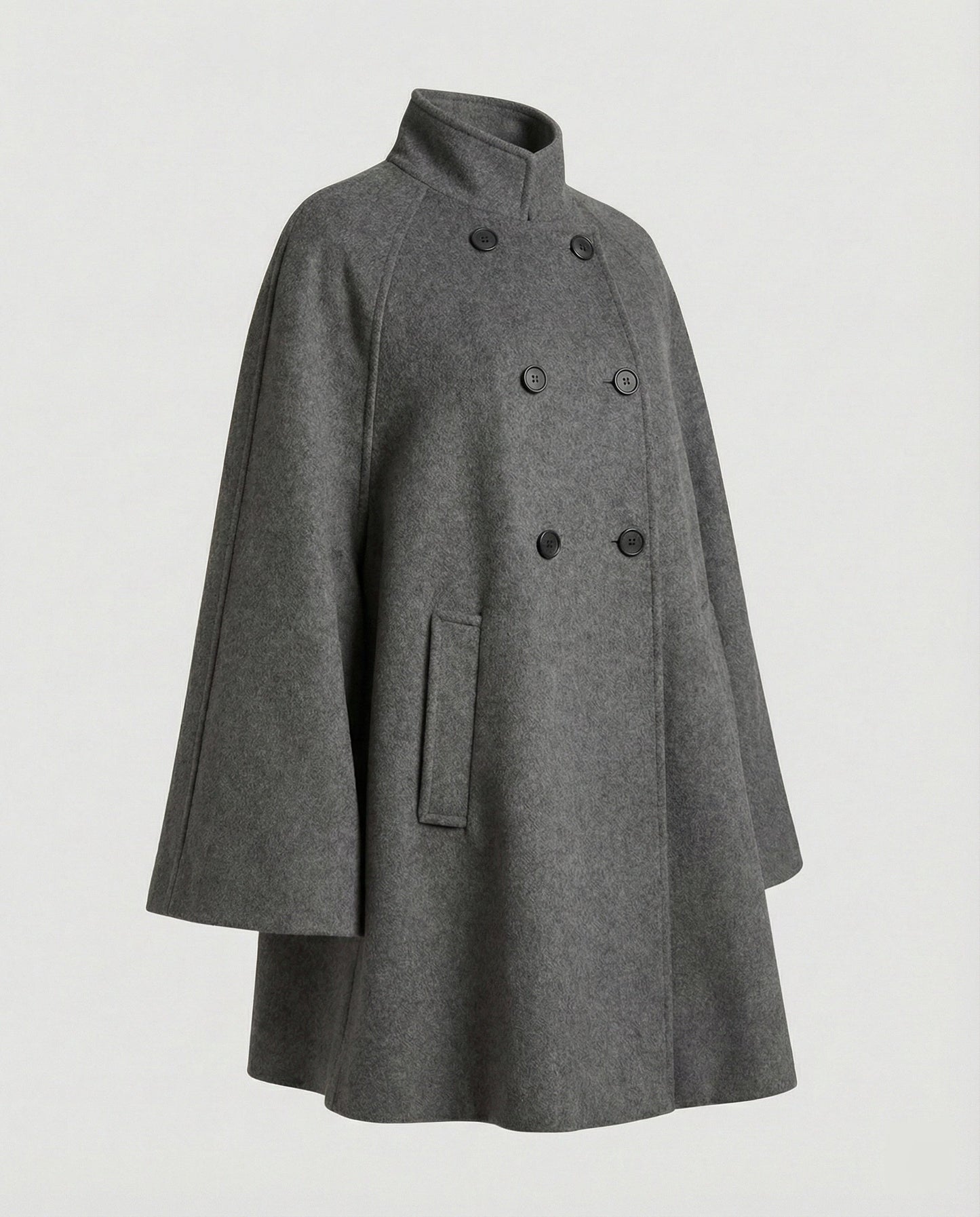 Wollmix-Cape Damen Stehkragen Asymmetrisch Winter