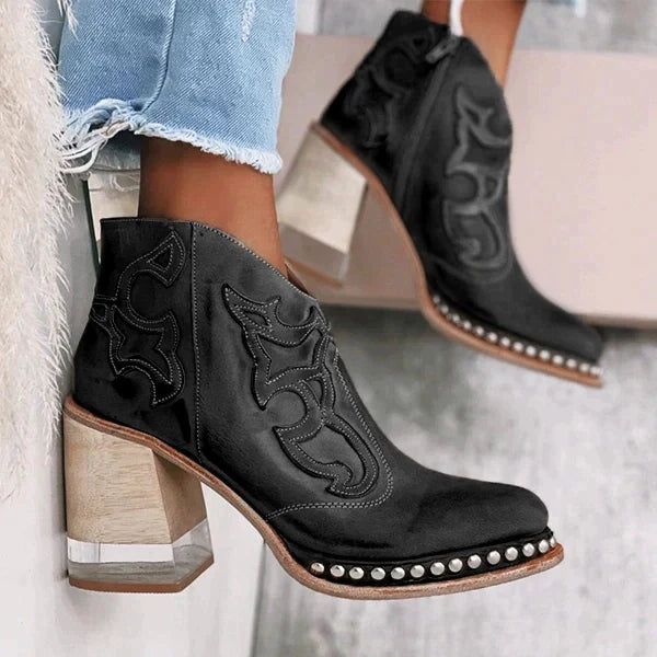 Lederstiefel Damen Bestickt Palmer Norwich Elegante Stiefel