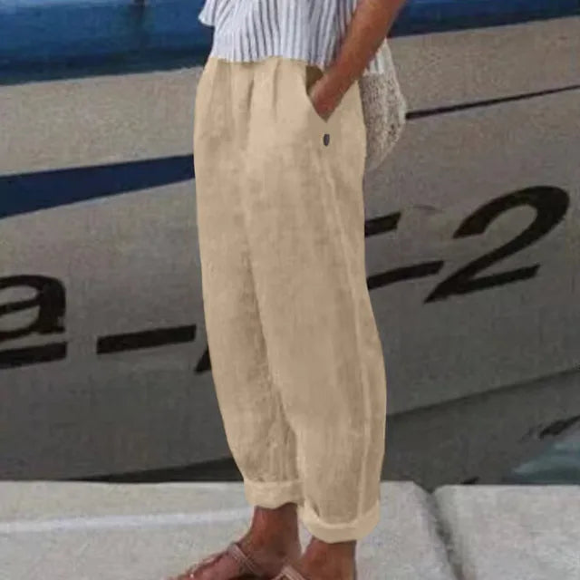 Damenhosen Weicher Bund Mit Seitentaschen Elegant