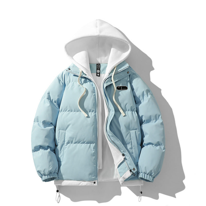 Daunenjacke – Warme Winterjacke mit Kapuze für Männer-Blau-S-Chaps Herrenmode