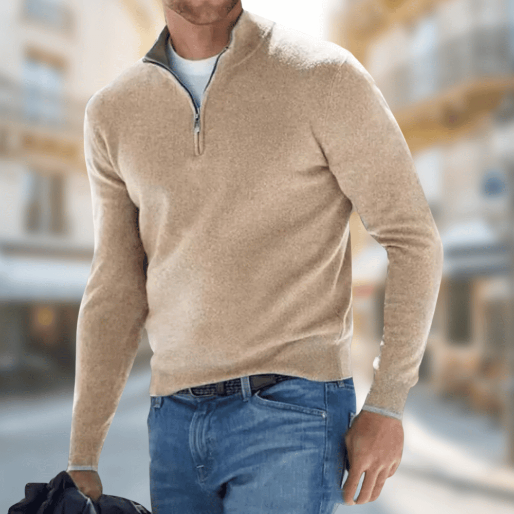 Herren Pullover mit Reißverschluss Kragen Modern