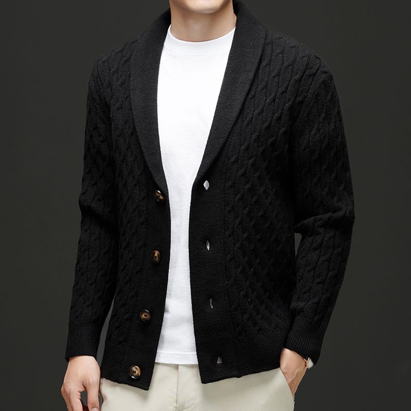 Herren Strickjacke Klassisch mit Knöpfen Braun