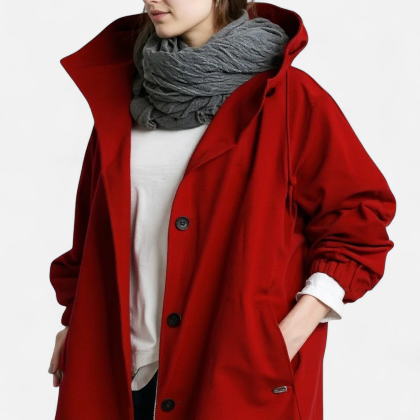 Damen Übergangsmantel Kapuze Warm Modern
