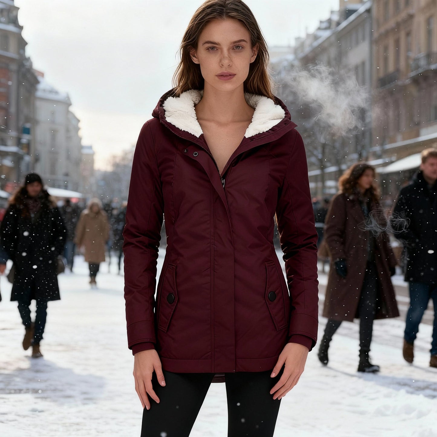 Warme Winterjacke Damen Wasserfest Thermo Langmantel