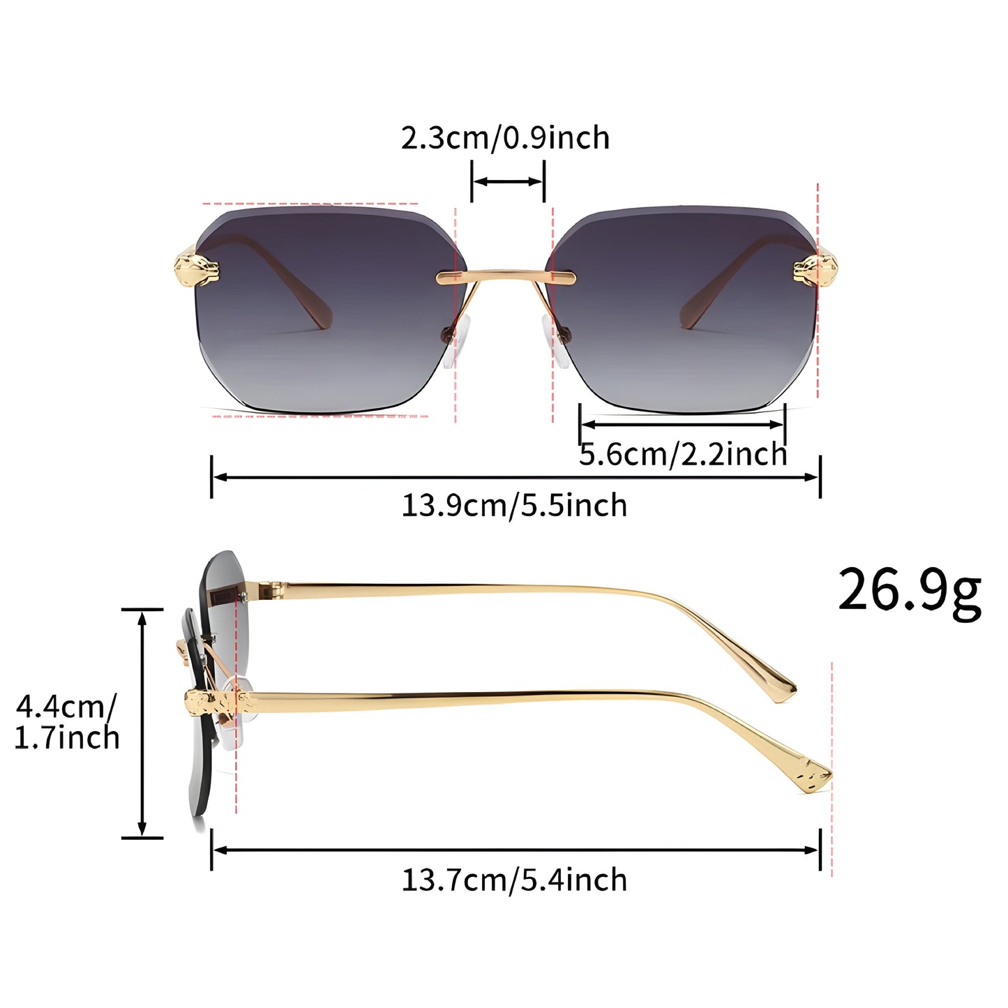 Herren Sonnenbrille Ohne Rahmen Sportlich Schwarz