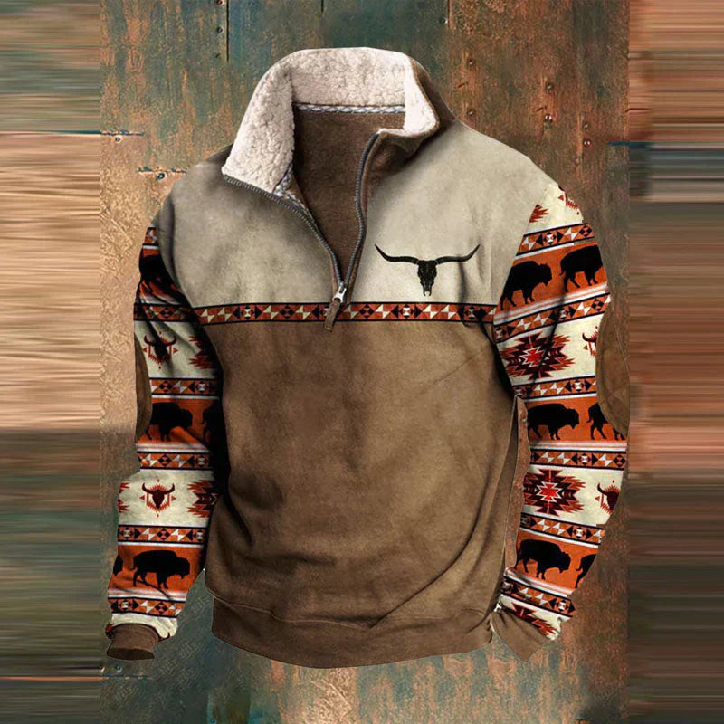 Fleece-Pullover | Half Zip | Warm | Fleece-Pullover | Herren Winterbekleidung-Dunkelbraun-S-Chaps Herrenmode