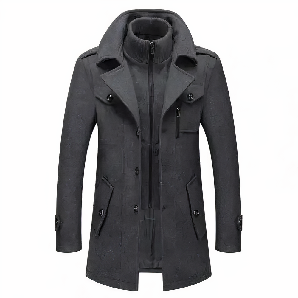 Herren Doppelkragenjacke Modern Schwarz Elegant