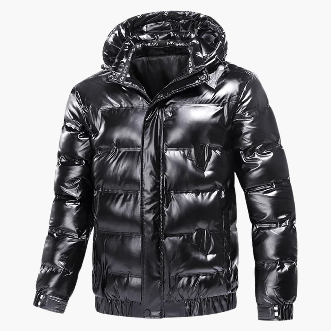 Gefütterte Herrenjacke mit Kapuze und Reißverschluss 2