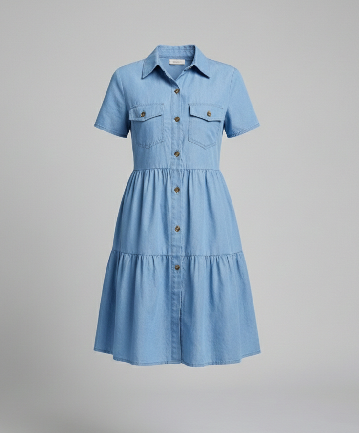 Damenkleid mit Taschen und kurzen Ärmeln Sommerskleid