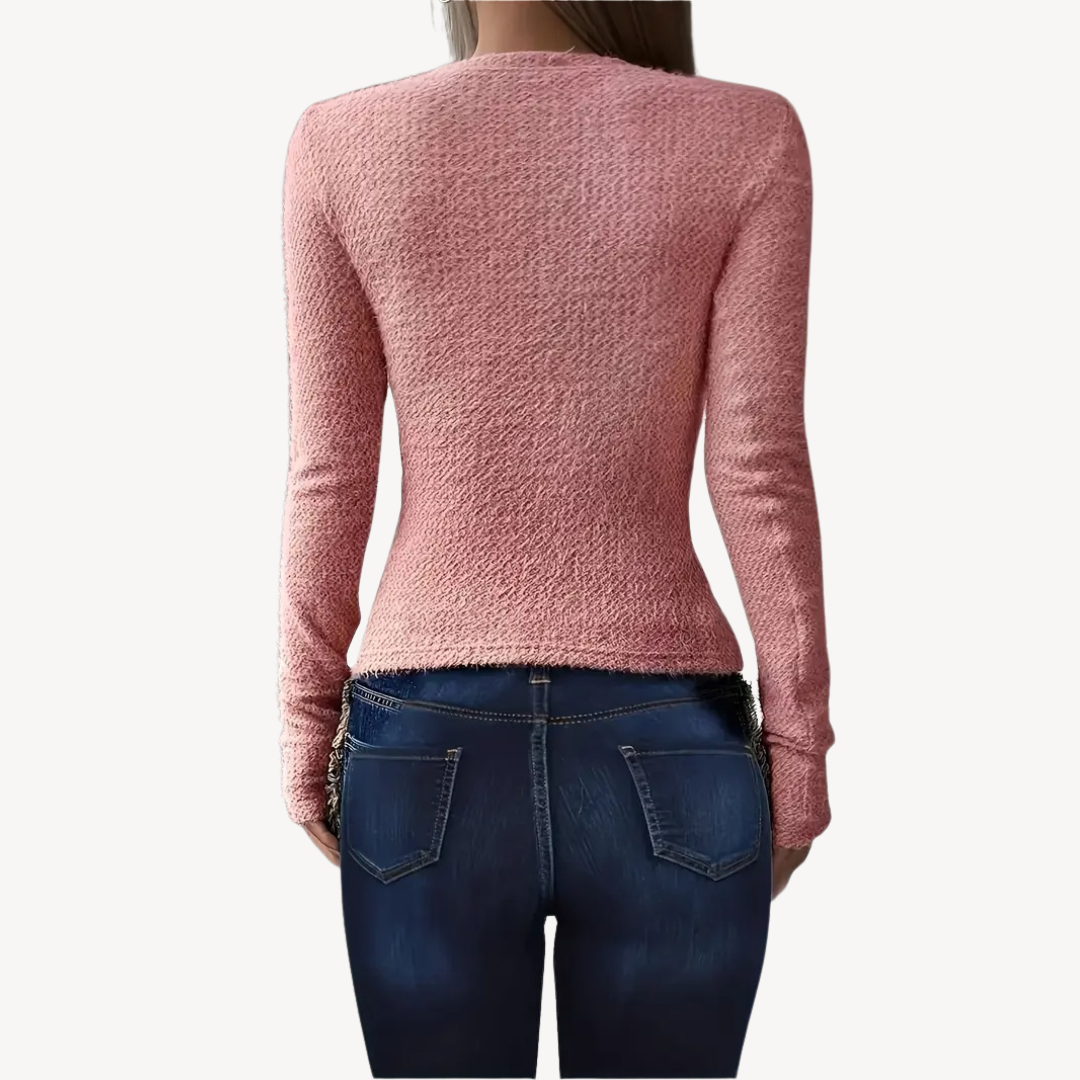 Geripptes Langarm-Top für Damen | Loravelle 2