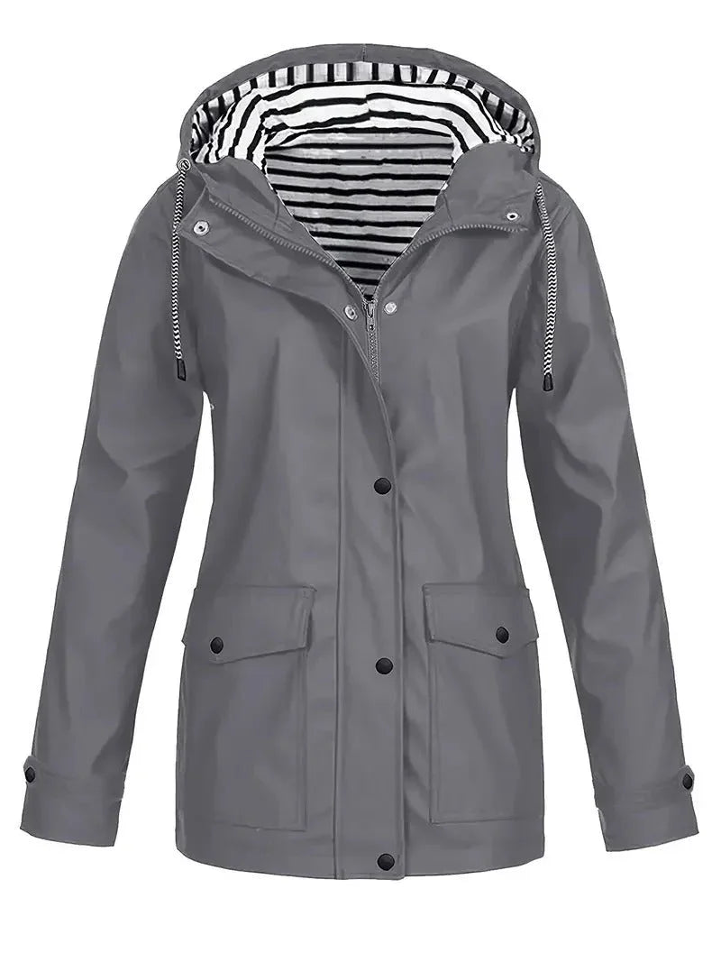 Gestreifter Regenmantel für Damen 5