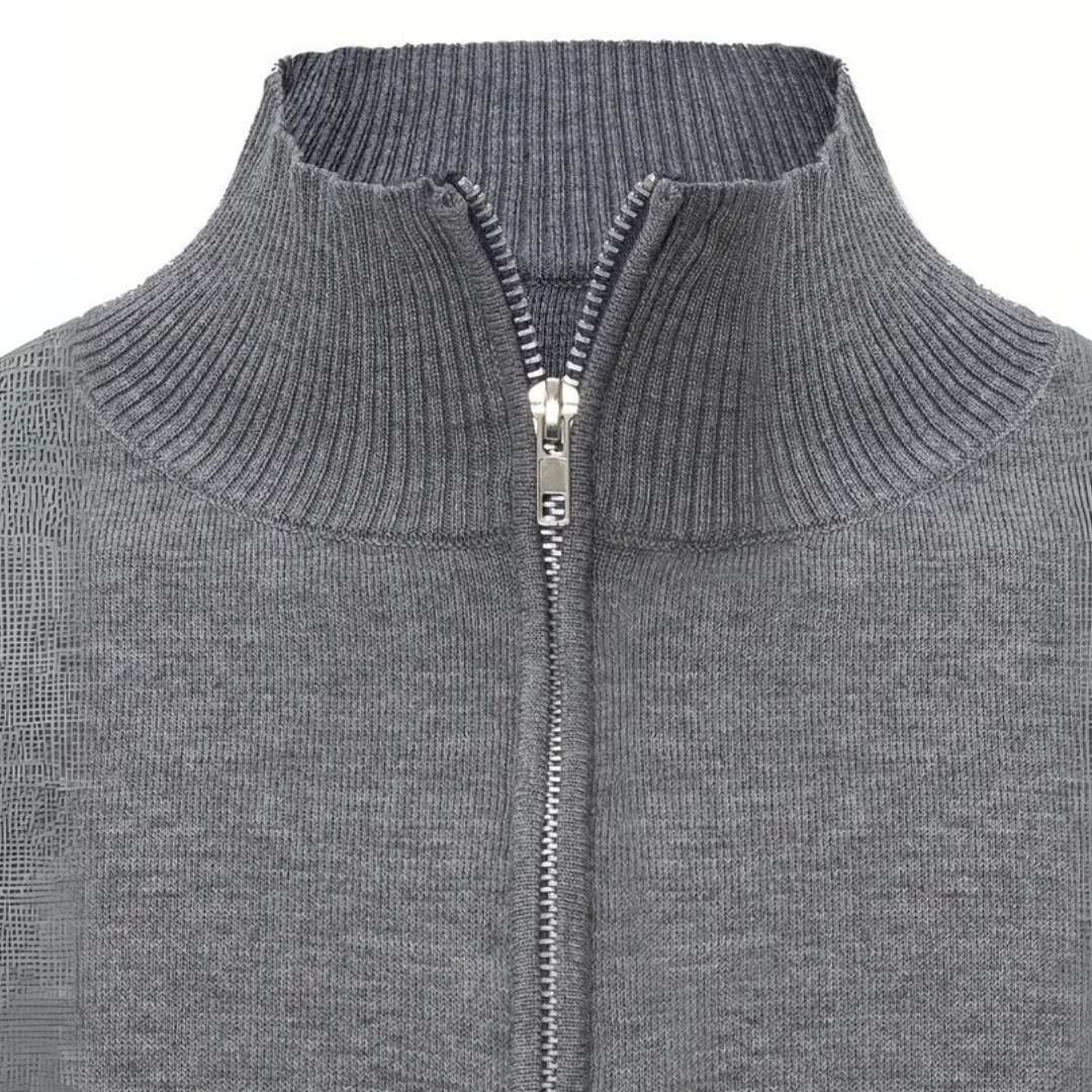 Grauer Strickpullover mit 1/4-Reißverschluss für Herren | Loravelle 2