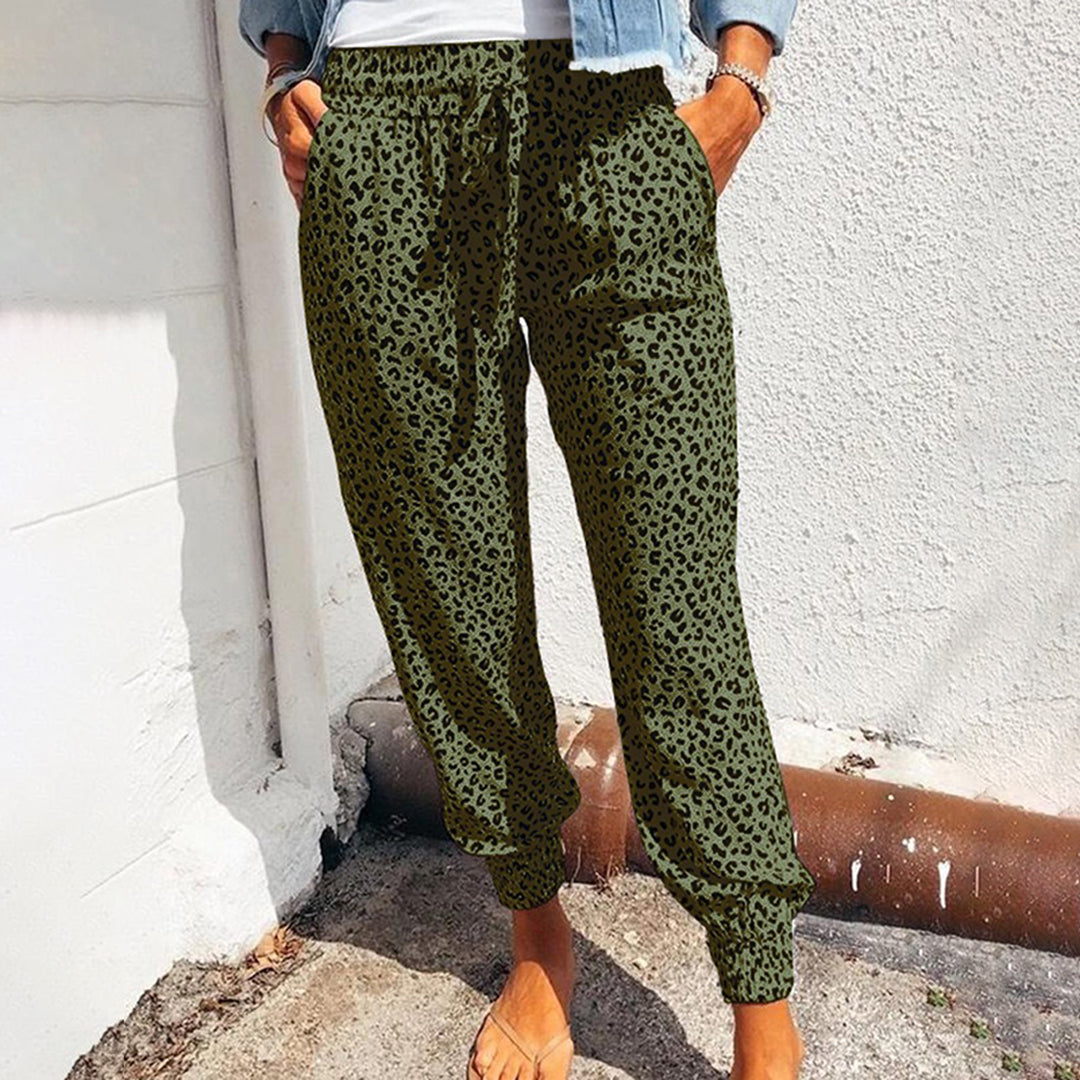 Damen Freizeithose Leopardenmuster Komfortabel Elegant