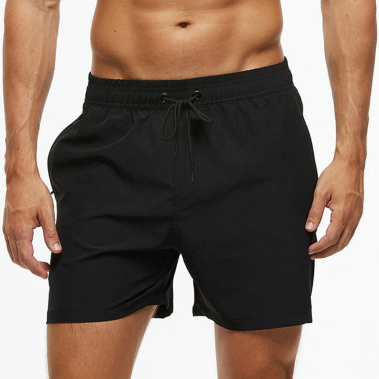Gym Shorts - Elastische Taille - Kordelzug - Sportshorts - Herren Shorts-Schwarz-S-Chaps Herrenmode