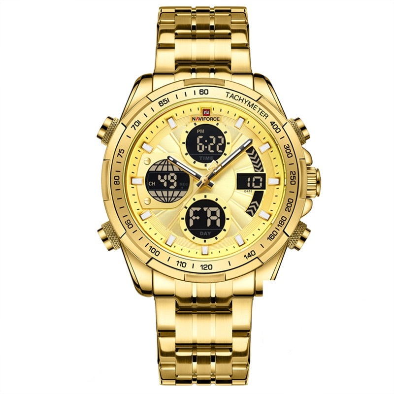 Herren Armbanduhr Edelstahl Marine Chrono