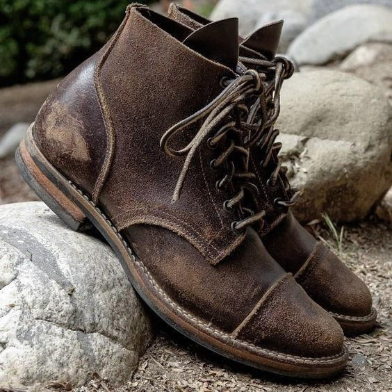 Herren Lederstiefel Winter Schnürstiefel Retro Stil