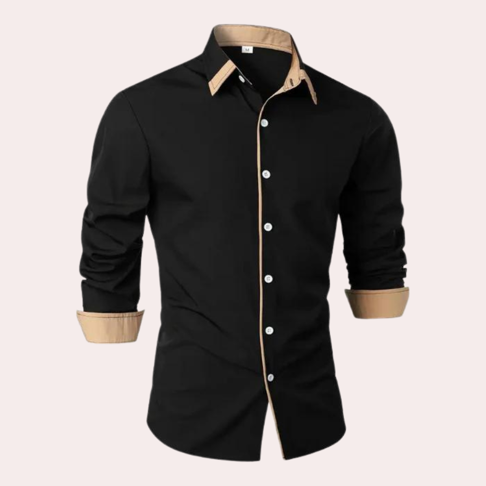 Hemd mit Knopfleiste | Lässig | Halskrause | Langarmhemd | Herrenhemd-Chaps Herrenmode