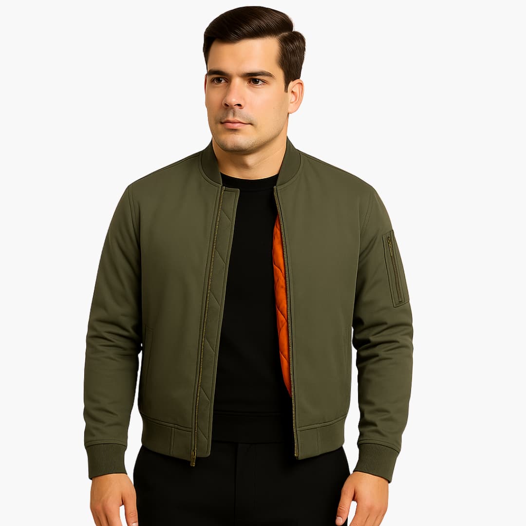 Herren-Bomberjacke mit Reißverschluss und Rippbündchen 7
