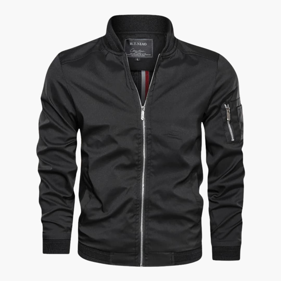 Herren-Bomberjacke mit Reißverschluss und geripptem Saum 4