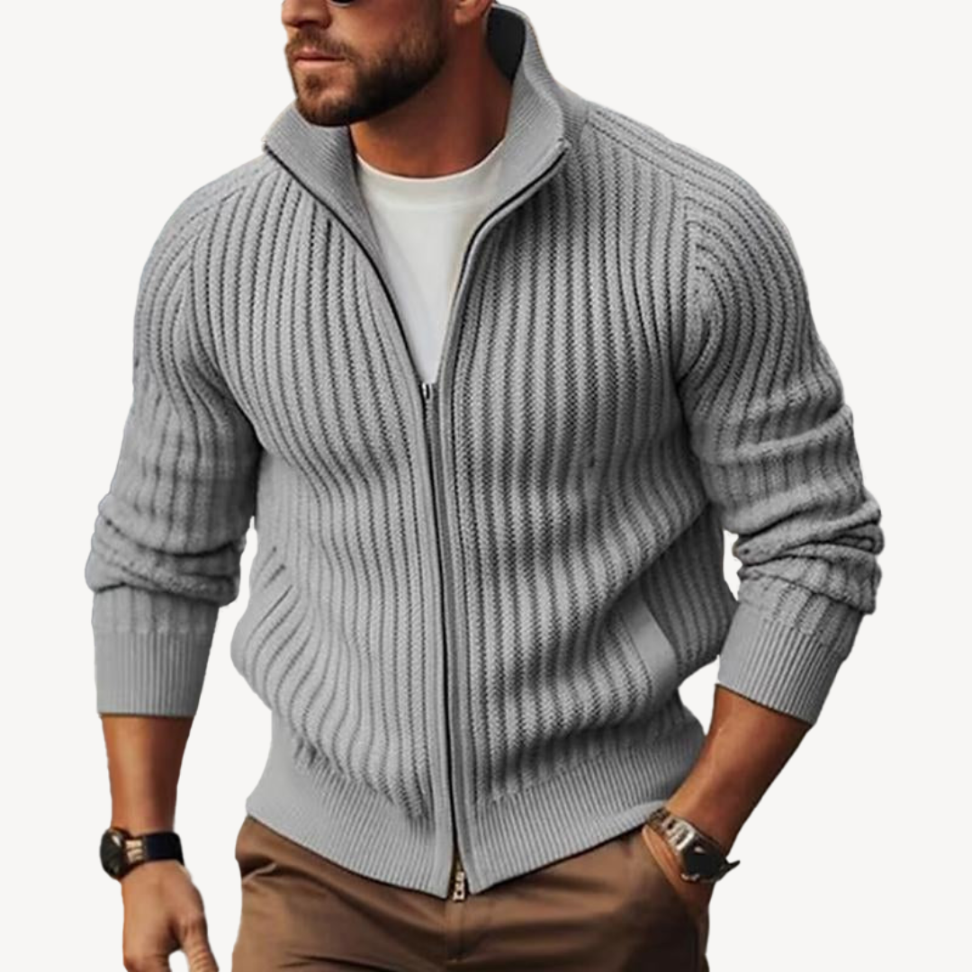 Herren-Pulloverjacke mit Reißverschluss und Rippenmuster | Loravelle 2
