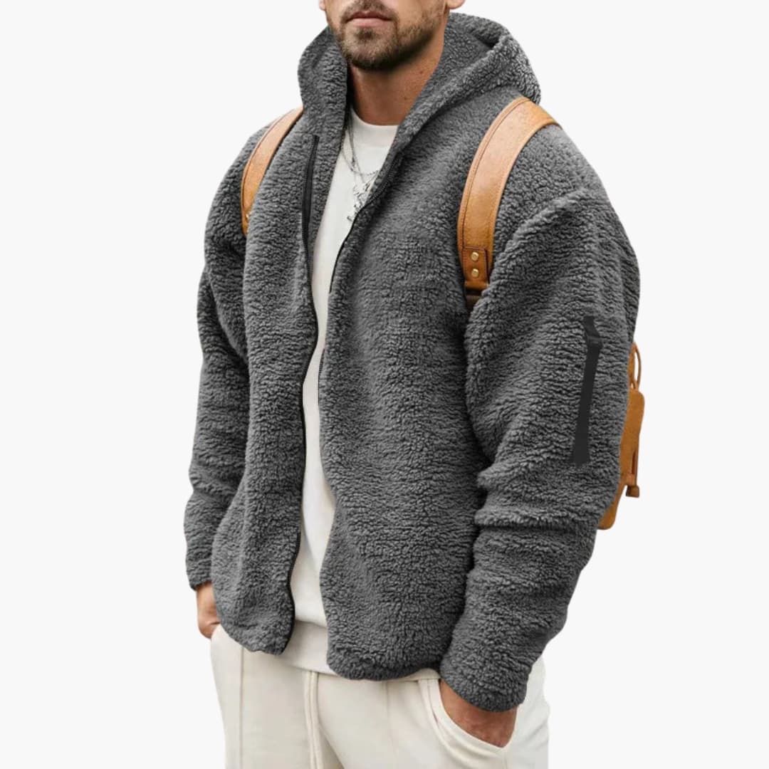 Herren Fleecejacke mit Kapuze und Reißverschluss 3