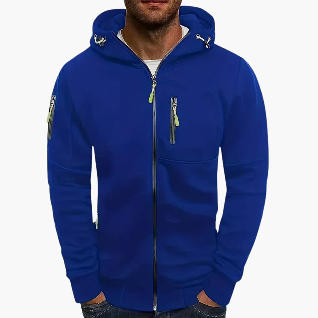 Herren Kapuzenjacke mit Reißverschluss und Taschen Details 8