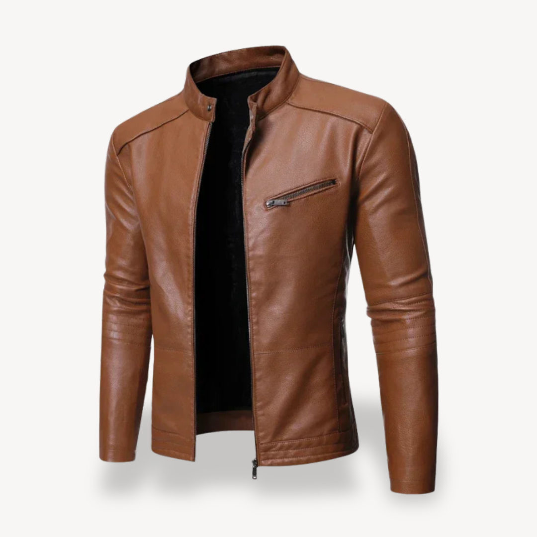 Herren Leder Bikerjacke Lässig Reißverschluss | Loravelle 2