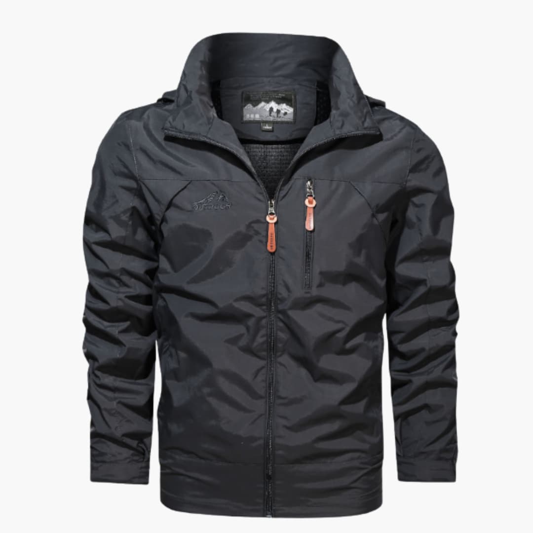 Herren Regenjacke mit Kapuze und Reißverschlusstaschen 4