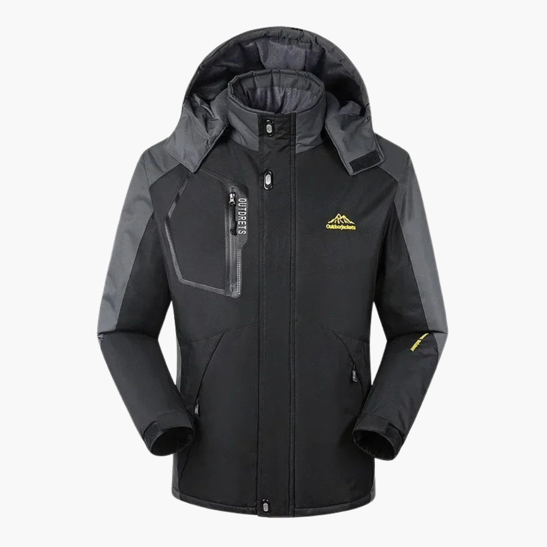 Herren Skijacke mit Kapuze und Reißverschlusstaschen 4