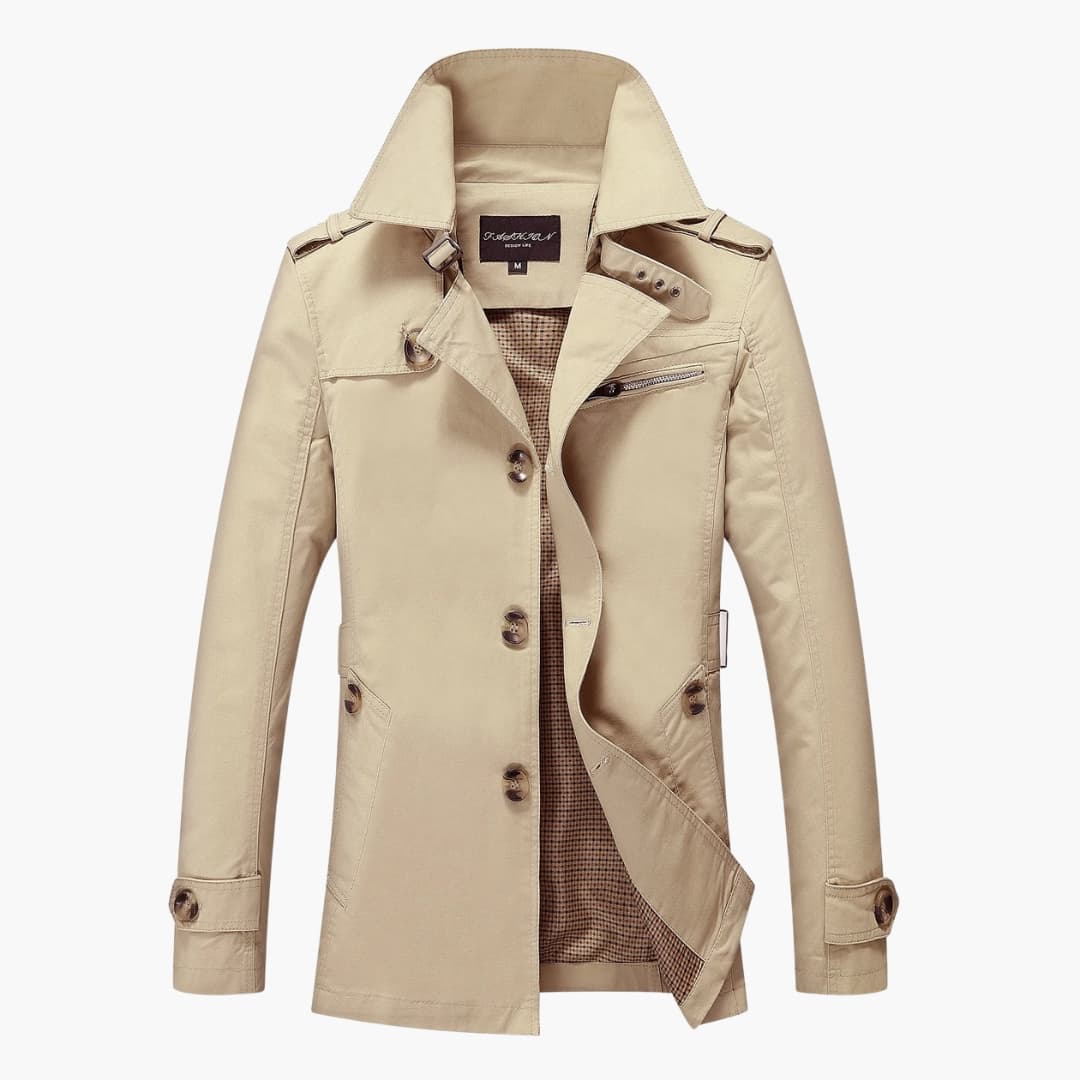 Herren Trenchcoat mit Gürtel und Knopfleiste 4