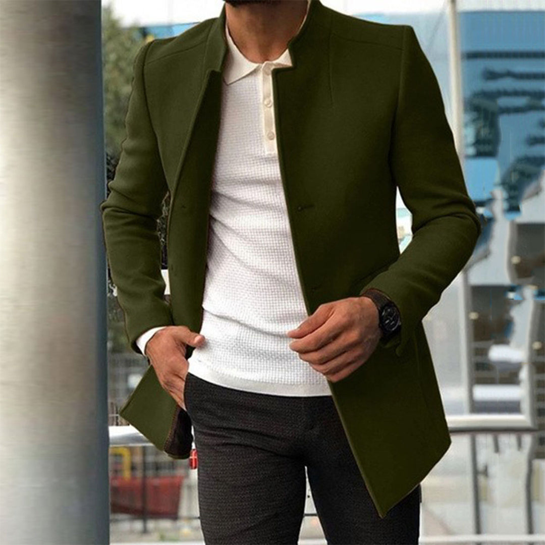 Herrenjacke - Stilvoll - Knopfleiste - Herbstjacke - Trenchcoat-Armeegrün-XS-Chaps Herrenmode