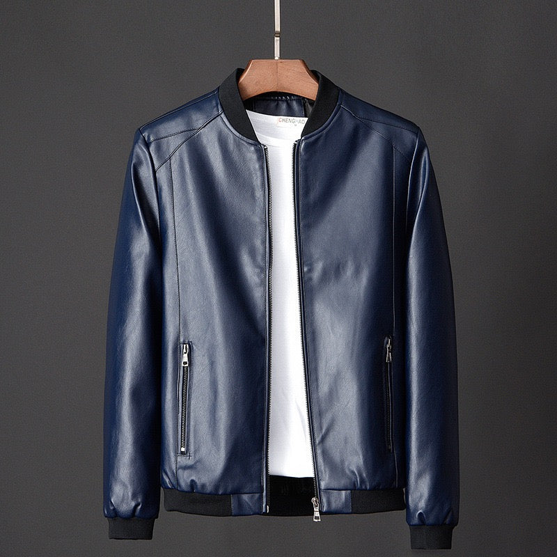 Lederjacke Herren Modern Lederschutzjacke Schwarz