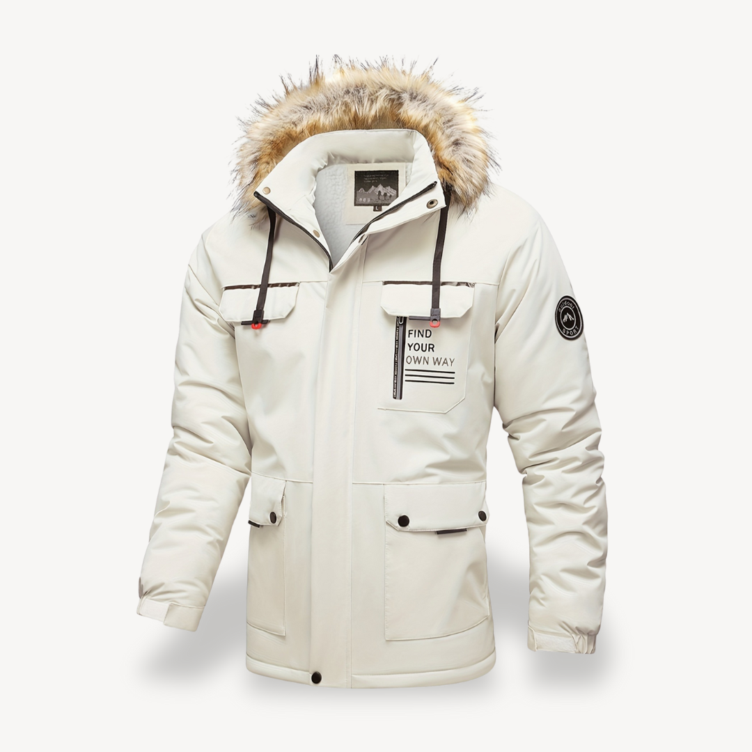 Isolierte Pufferjacke für Herren mit abnehmbarer Kunstpelzkapuze | Loravelle 6