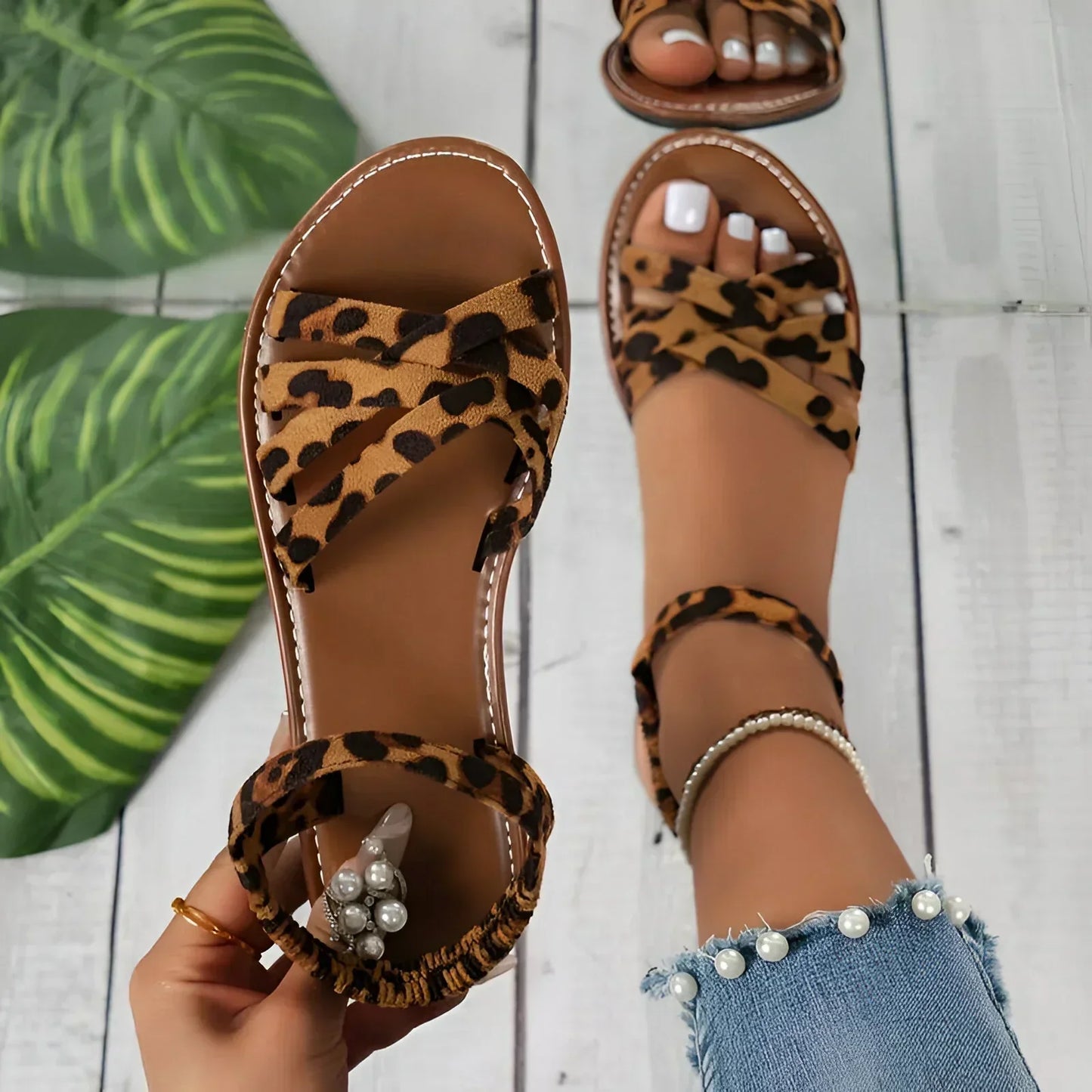 Sommer Flats Animal Print Schuhe Damen