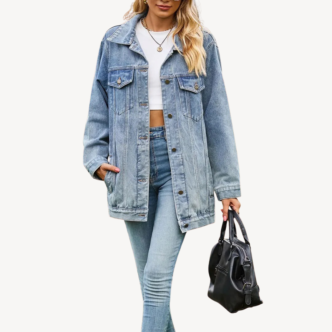Jeansjacke mit Knopfleiste für Damen | Loravelle 3