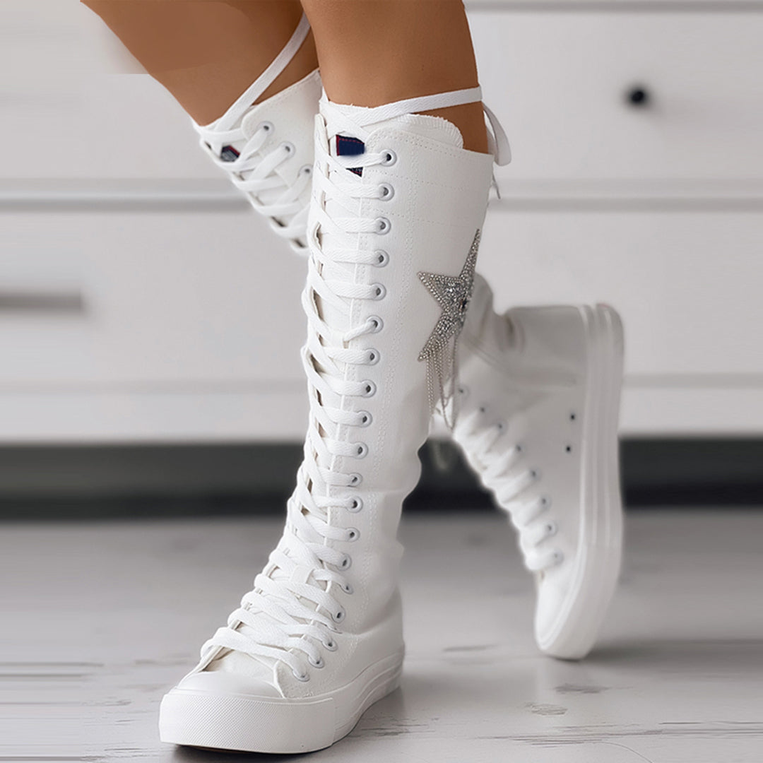 Lederstiefel Quasten Schnürstiefel Frauen Stiefel