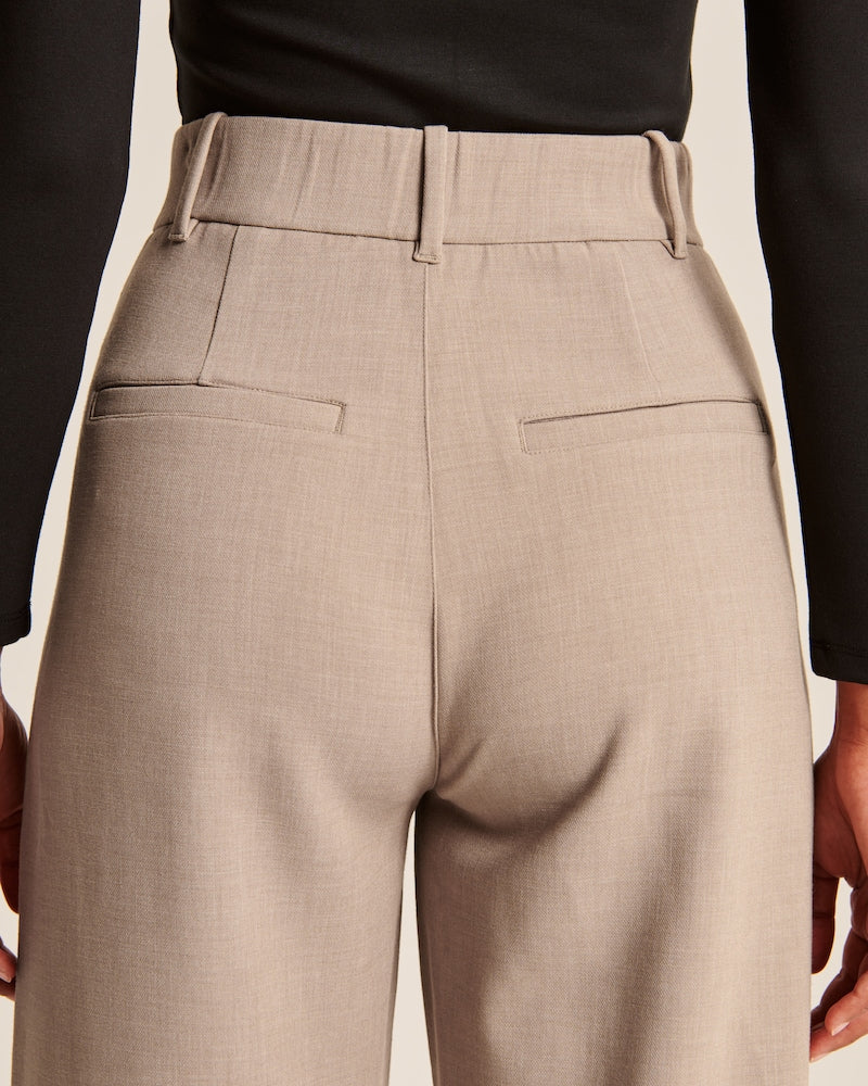 Beige Wide-Leg Hose Elegant Modern Damen