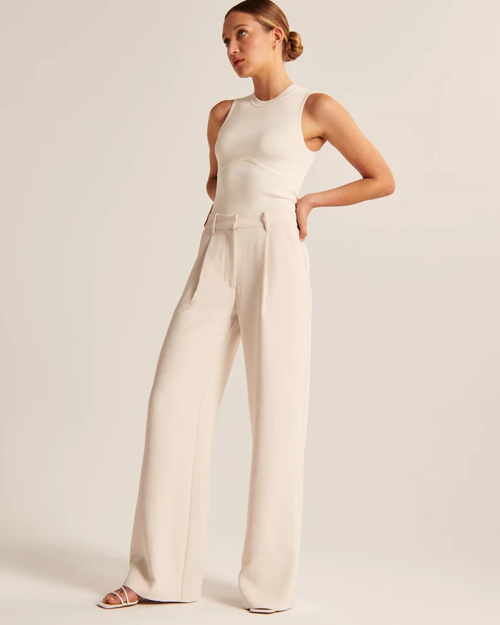 Hohe Taille Hosen Elegante Weite Damenhosen