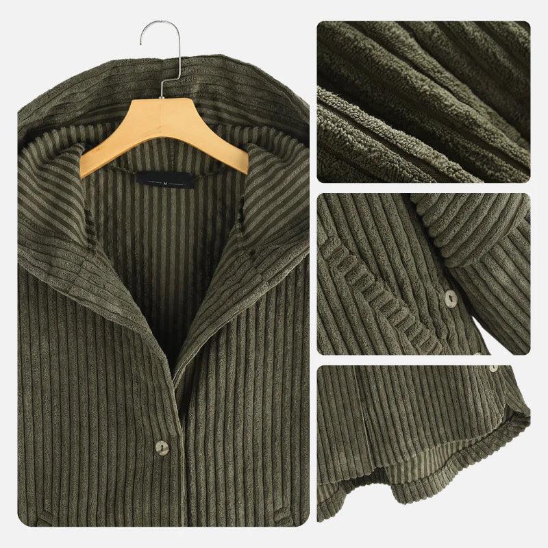 Kapuzencordmantel mit Taschen für Damen 4