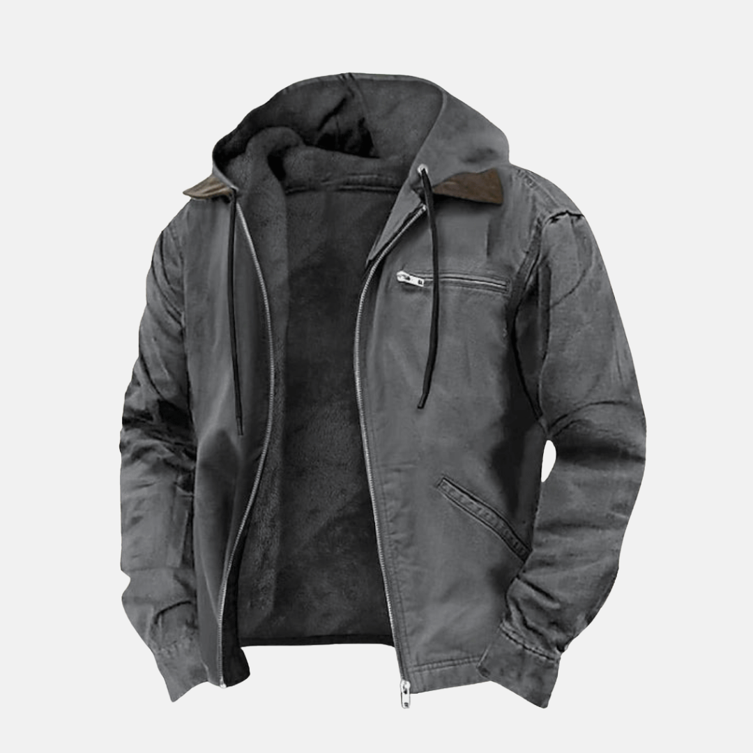 Kapuzenjacke – Lässige Fleece-gefütterte Kapuzenjacke für Männer für den Winter-Grau-XXS-Chaps Herrenmode