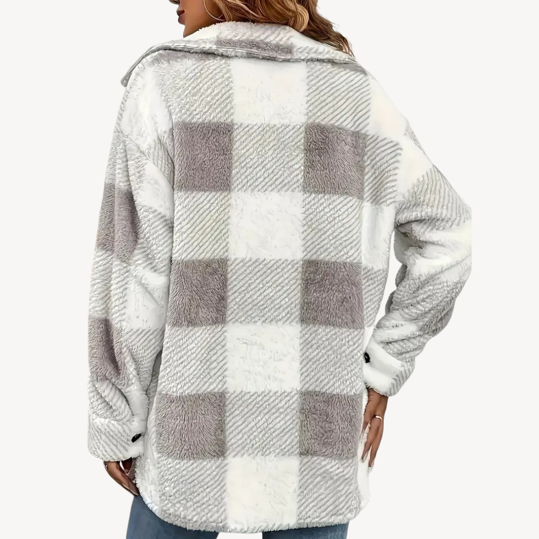 Karierte Fleecejacke für Damen | Loravelle 5