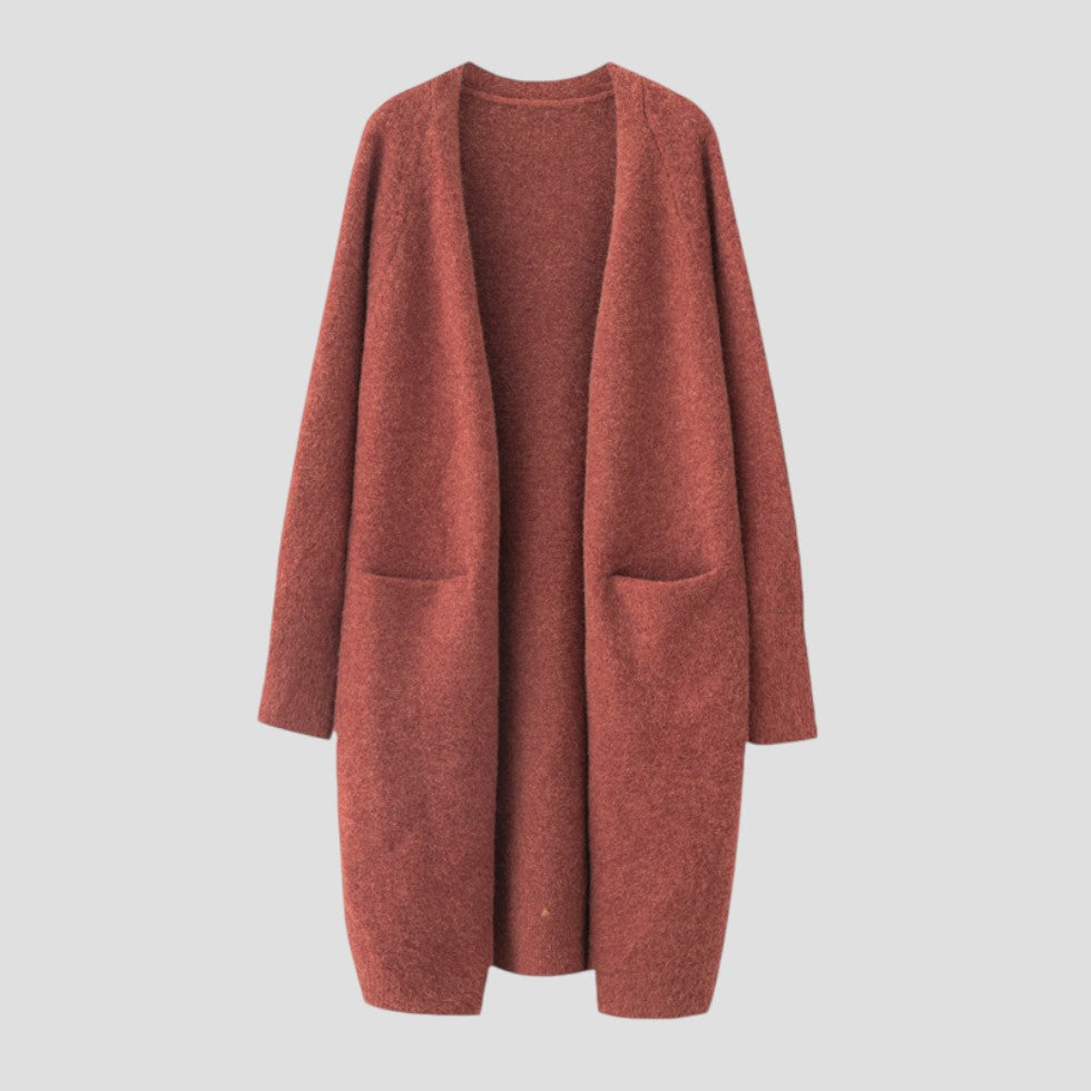 Kaschmir-Cardigan für Damen mit langer offener Vorderseite 8